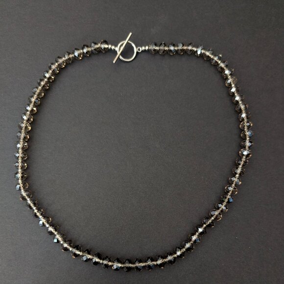 Faceted smoke glass beaded necklace - Picture 6 of 11